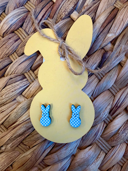 Plaid Bunny Stud Earrings