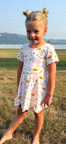 Autumn Boots and Bows Twirl Dress