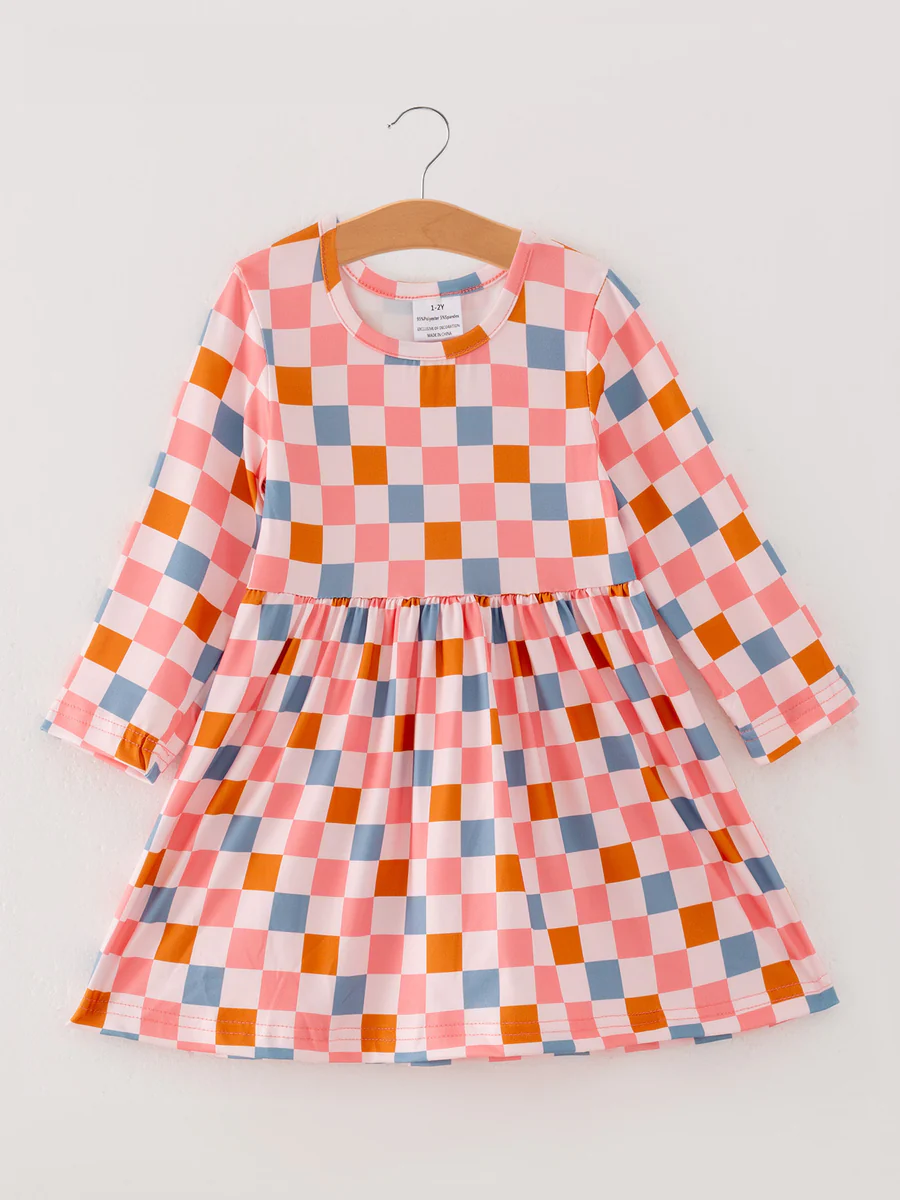 Checkered Fall Block Dress