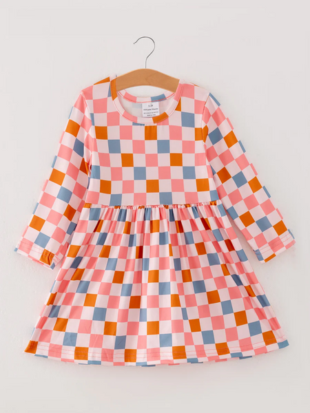 Checkered Fall Block Dress