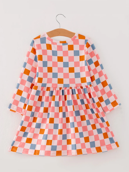 Checkered Fall Block Dress