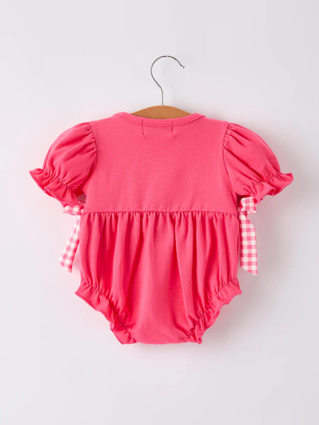 Hot Pink Smocked Christening Romper