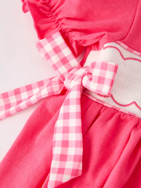 Hot Pink Smocked Christening Dress