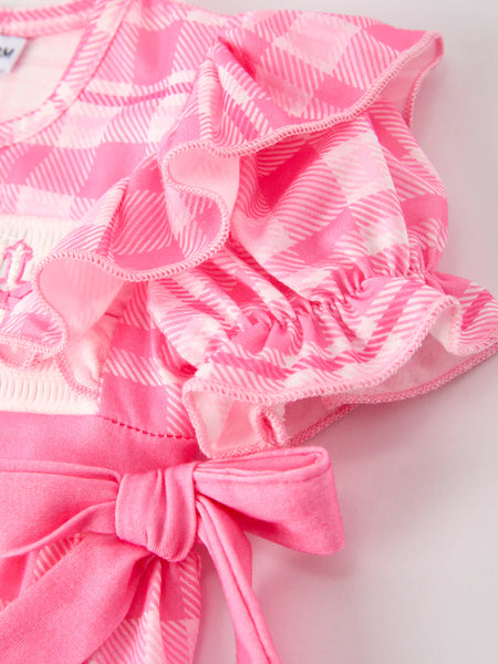 Pink Plaid Christening Romper
