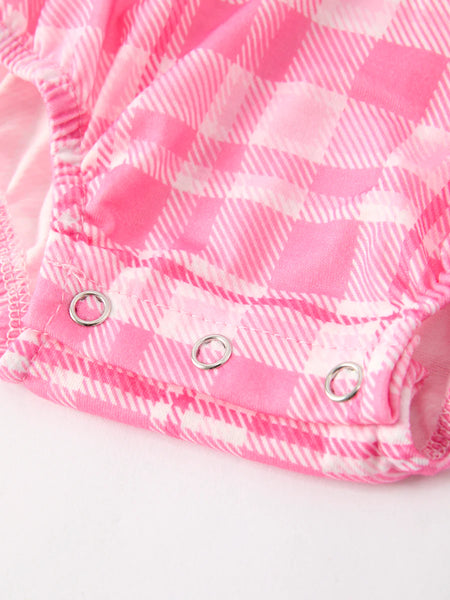 Pink Plaid Christening Romper