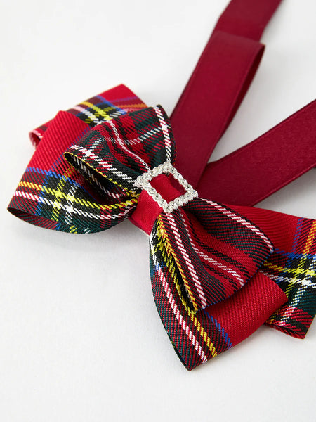 Plaid Zircon Bow Hair Clip
