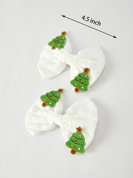 Winter Christmas Tree Hair Clips