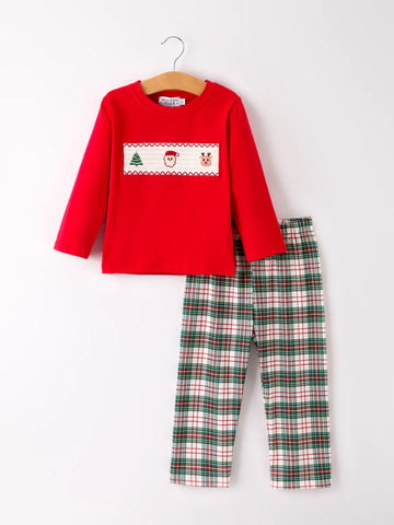 Christmas Smock Plaid Boys Set