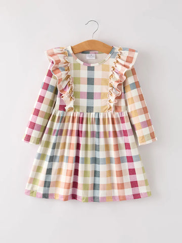 Fall Plaid Ruffled Dress