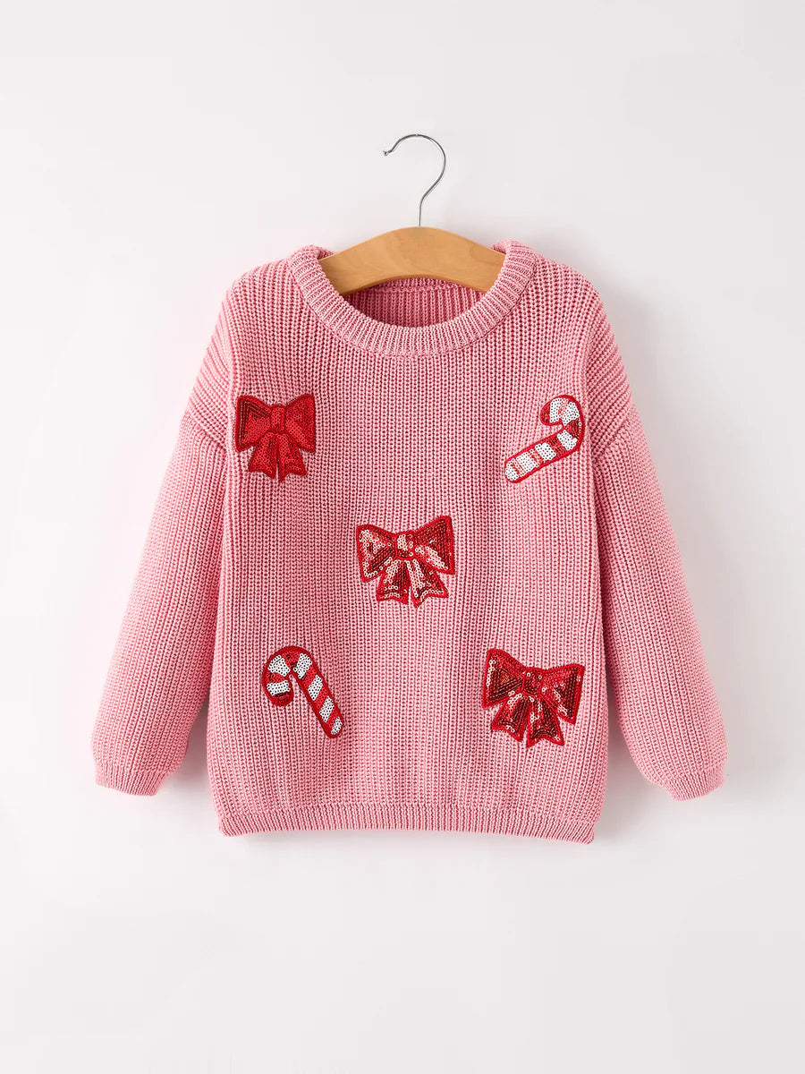 Candy Cane & Bow Sweater