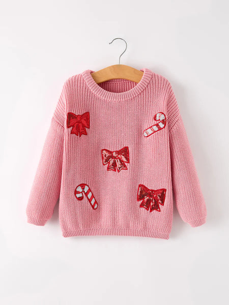Candy Cane & Bow Sweater