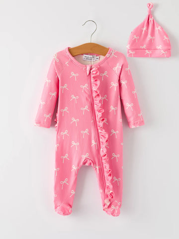 Coquette Pink Bow Footie