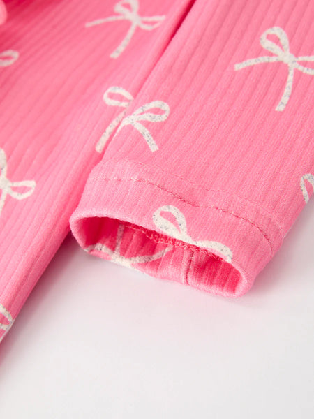 Coquette Pink Bow Footie