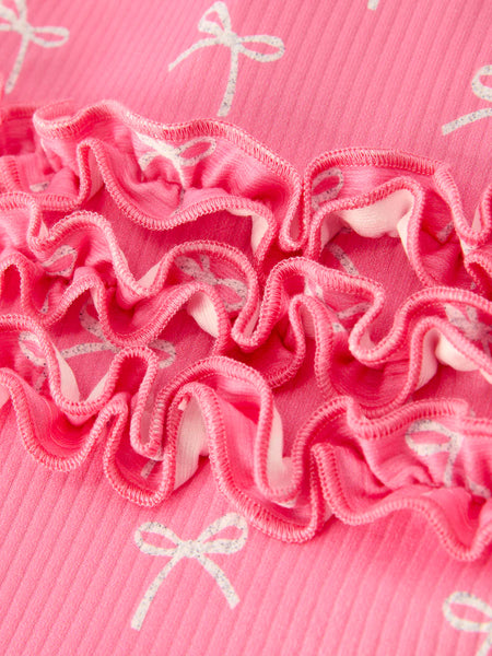 Coquette Pink Bow Footie