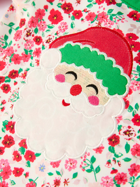 Santa Floral Ruffled Romper