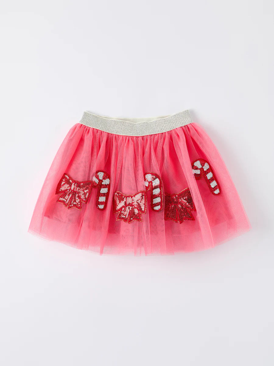 Candy Cane & Bow Sequin Tutu Skirt