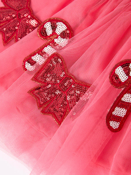 Candy Cane & Bow Sequin Tutu Skirt