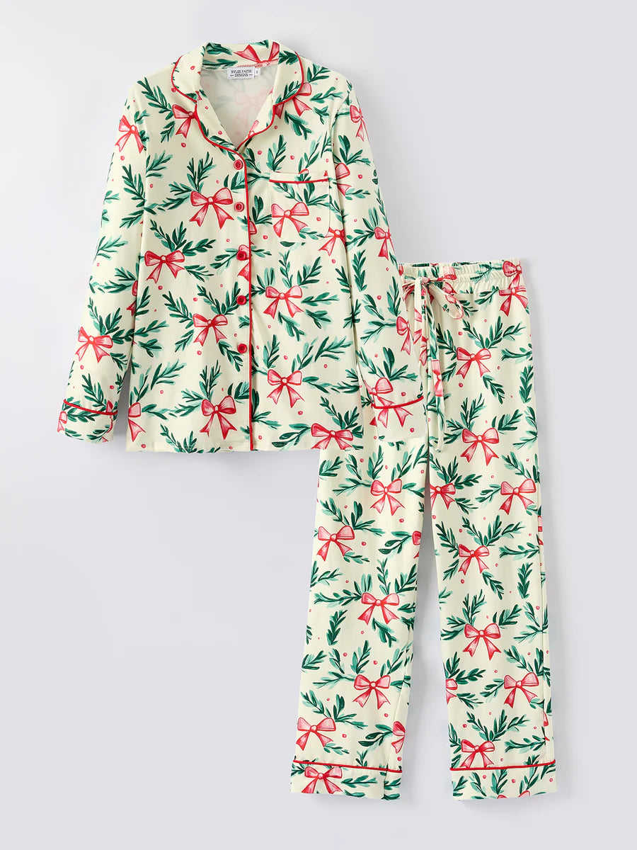 Mommy & Me Holly Bow PJ Set (Mom)