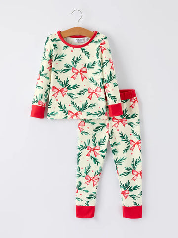 Mommy & Me Holly Bow PJ Set (Kids)