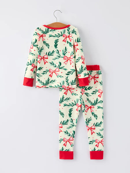 Mommy & Me Holly Bow PJ Set (Kids)