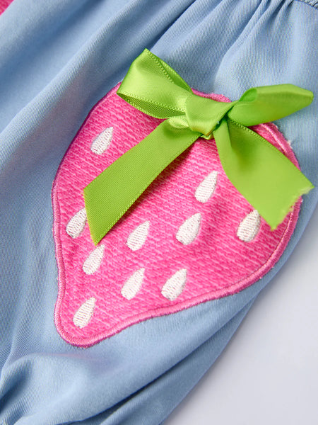 Summer Strawberry Smocked Romper