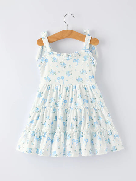 Blue Bow Floral Dress