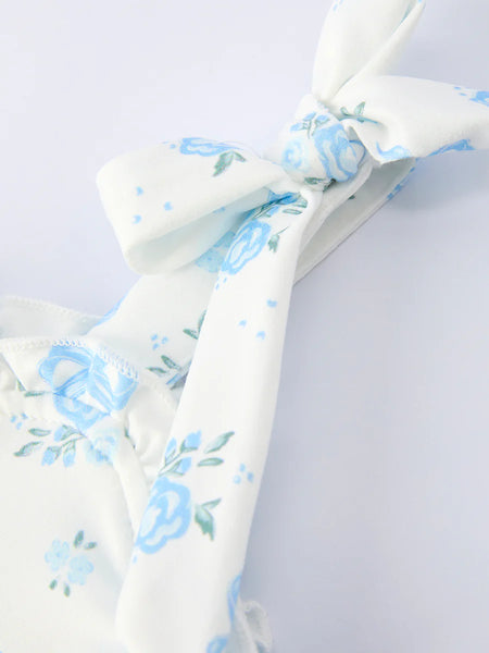 Blue Bow Floral Dress