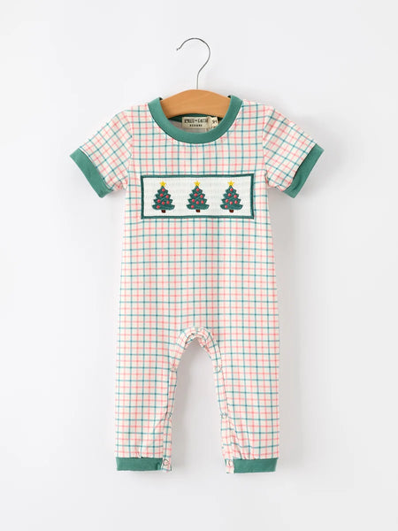 Christmas Tree Smocked Romper