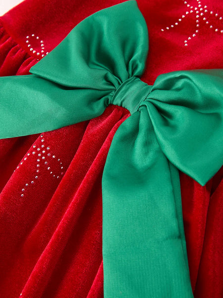 Christmas Velvet Rhinestone Dress