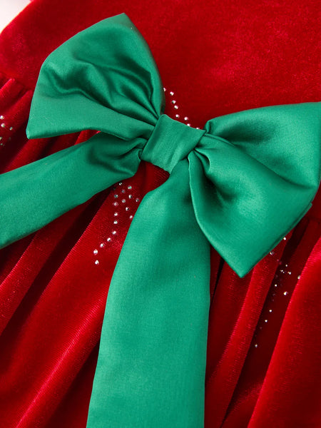 Christmas Velvet Rhinestone Bubble Romper