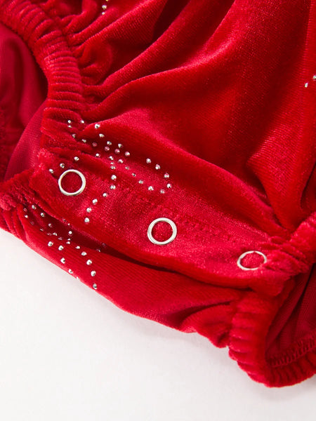 Christmas Velvet Rhinestone Bubble Romper