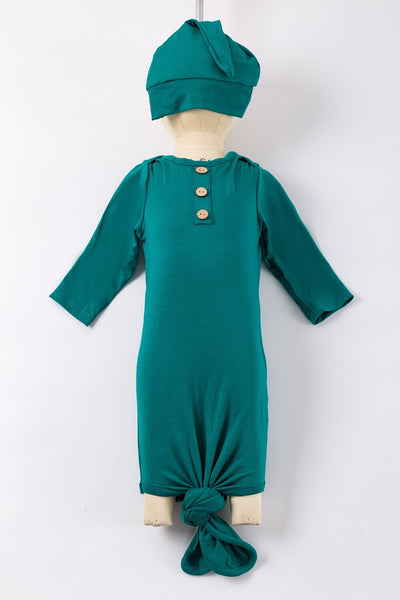 Emerald Bamboo Baby Gown w/Hat (NB-6mos)