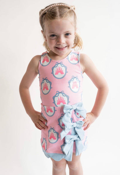 Pink Castle Bow Athletic Dress Set | Toddler & Youth