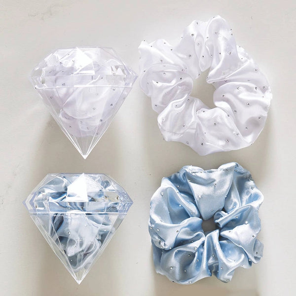 Satin Rhinestone Scrunchie in Diamond Ornament