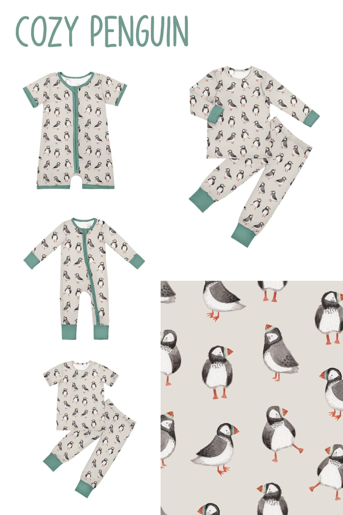 Cozy Penguin Short Sleeve PJ Set