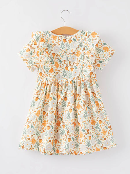 Yellow Smocked Floral Dress