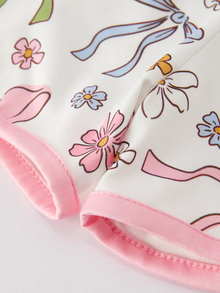 Pink Bow Shorts Set