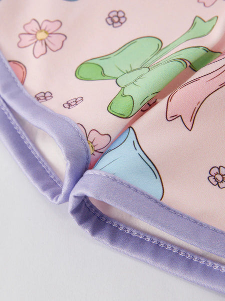 Purple Bow Shorts Set