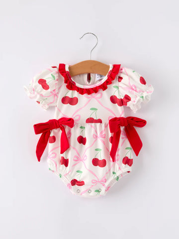 Cherry Bow Girls' Romper