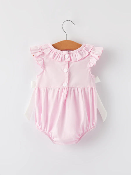 Pink Smocked Christening Romper