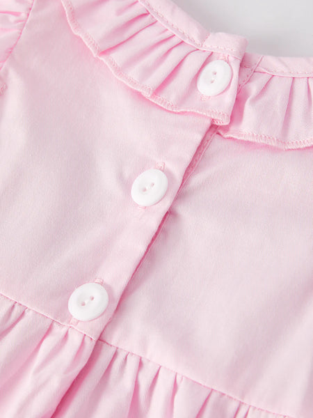 Pink Smocked Christening Romper