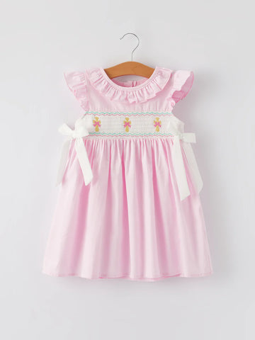 Pink Smocked Christening Dress