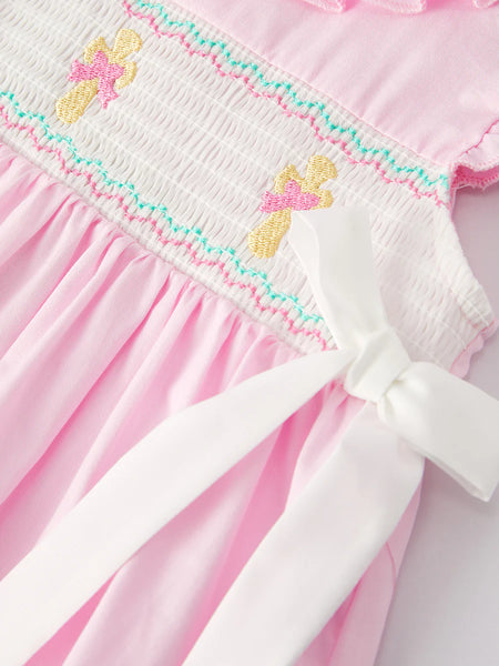 Pink Smocked Christening Dress