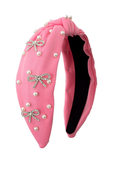 Coquette Jewled Bow and Pearl Headband