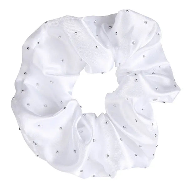 Satin Rhinestone Scrunchie in Diamond Ornament