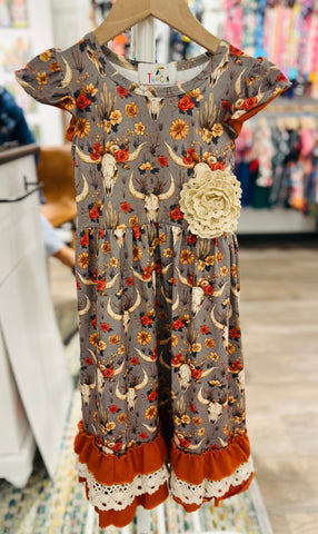 Western & Roses Ruffle Maxi Dress