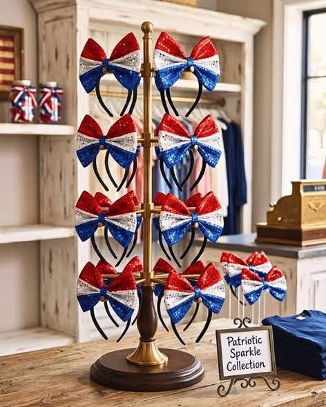 Patriotic Sequin Big Bow Headband