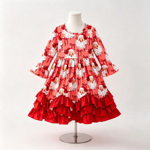 Santa Bow Ruffled Dress