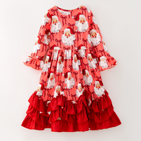 Santa Bow Ruffled Dress
