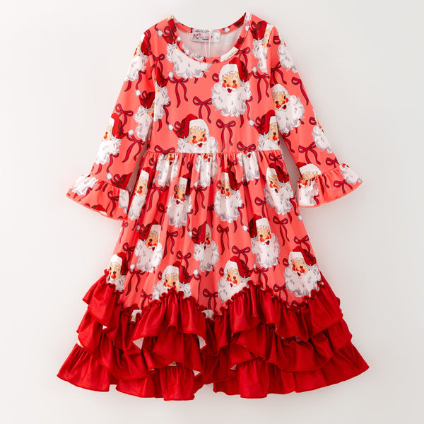 Santa Bow Ruffled Dress